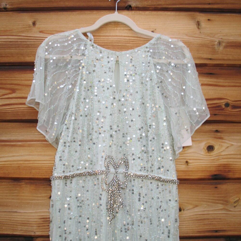 MAC DUGGAL 94128 Green Embellished Bow Flutter Sleeve A Line Midi Dress - Picture 9 of 16